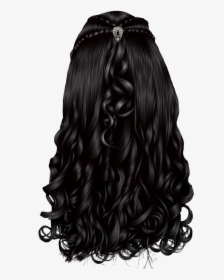 Transparent Hair Clipart Black And White - Back Curly Hair Drawing, HD Png Download, Transparent PNG