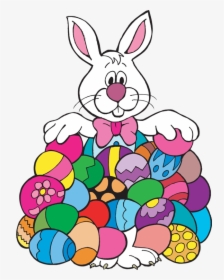 Easter Bunny Face Clipart - Easter Bunny With Eggs Clipart, HD Png Download, Transparent PNG