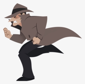 Detective Run Worry Situation Segurity Need Help Faster - Detective Cartoon Gif Transparent Background, HD Png Download, Transparent PNG