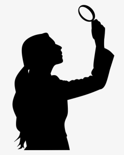 Silhouette Of A Woman With Magnifying Glass, HD Png Download, Transparent PNG