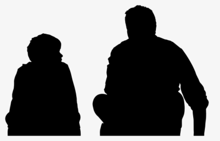 Father And Son Sitting Silhouette Minus Landscape - Father And Son Silhouette Png, Transparent Png, Transparent PNG