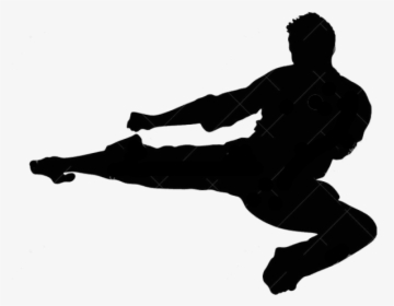 Silhouette Flying Kick Taekwondo Martial Arts - Flying Side Kick Silhouette, HD Png Download, Transparent PNG