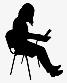 Silhouette, Working, Chair, Girl, Isolated, Laptop - Silhouette Of Girl Studying, HD Png Download, Transparent PNG