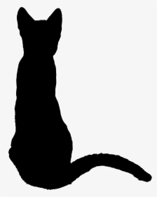 Cat Kitten Silhouette Drawing - Black Cat Sitting Back, HD Png Download, Transparent PNG