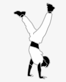 White Black Silhouette Boy Doing Handstand - Do A Handstand Clipart Black And White, HD Png Download, Transparent PNG