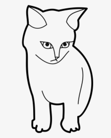 Sitting Cat Outline - Cat Clipart Black And White, HD Png Download, Transparent PNG