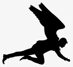 Wing, Man, Fantasy, Silhouette, Flying, Person, Dream - Man Flying Silhouette, HD Png Download, Transparent PNG