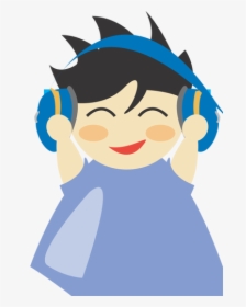 Boy With Headphone Vector Drawing - Listen To Music Png, Transparent Png, Transparent PNG