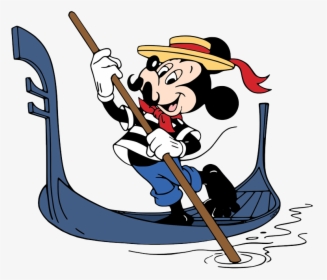 Mickey On A Gondola - Mickey Mouse Italy Coloring Pages, HD Png Download, Transparent PNG