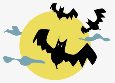 Moon With Bats Halloween Clipart - Halloween Moon Png, Transparent Png, Transparent PNG