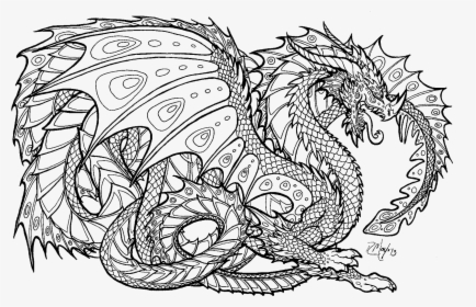 Realistic Dragon Coloring Pages For Adults Coloring - Free Printable Dragon Coloring Pages, HD Png Download, Transparent PNG