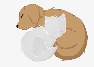Anima Drawing Sleeping - Cat And A Dog Sleeping Together Drawing, HD Png Download, Transparent PNG