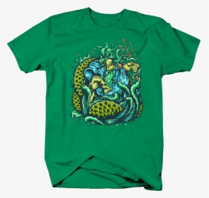 Blue Outline Poseidon Neptune God Of The Sea Trident - T-shirt, HD Png Download, Transparent PNG