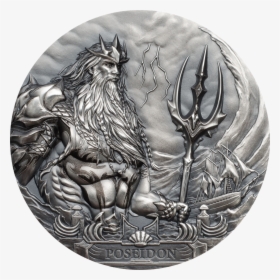 Poseidon Sea Gods Of The World 3 Oz Silver Coin 20$ - Poseidon Coin, HD Png Download, Transparent PNG