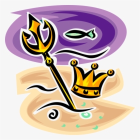 Vector Illustration Of Trident Of Poseidon Three-pronged - Poseidon Trident And Crown, HD Png Download, Transparent PNG