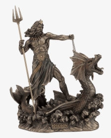 Poseidon With Trident And Sea Serpent - Poseidon Greek God Statues, HD Png Download, Transparent PNG