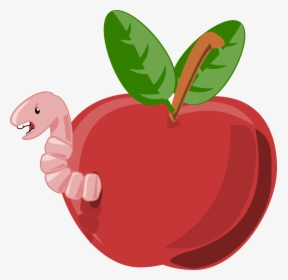 Cartoon Apple With Worm Clip Arts - Worm Apple Clipart Png, Transparent Png, Transparent PNG