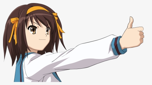 Transparent Anime Girl - Haruhi Suzumiya Thumbs Up, HD Png Download, Transparent PNG