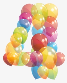 Transparent Four Number Of Balloons Png Image - Number 4 With Balloons, Png Download, Transparent PNG