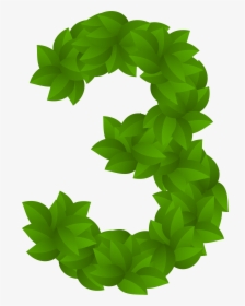 Green Leaves Numbers With Leaves Png Clipart , Png - Number 3 Leaf Png, Transparent Png, Transparent PNG