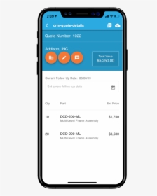 Bezlio Product Mockup Epicorcrm Quotedetail Iphonex - Sales App Mock Up, HD Png Download, Transparent PNG
