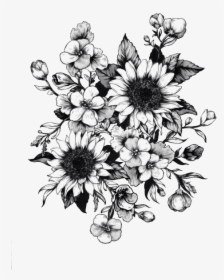 Tattoo Sketch Flower Drawing Sunflower Png Free Photo - Black And White Flower Tattoo Designs, Transparent Png, Transparent PNG