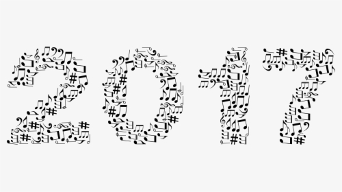 2017 Musical Notes Typography Black Clip Arts - Music Note Png 2017, Transparent Png, Transparent PNG