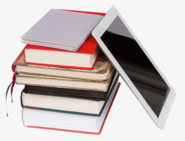 E-book Next To Pile Of Books Clip Arts - Book And Tablet, HD Png Download, Transparent PNG