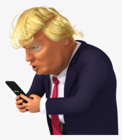 Donald Trump On Phone Cartoon, HD Png Download, Transparent PNG