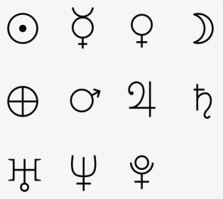 Astrological Glyphs Of Planets - Alchemy Symbols For The Planets, HD Png Download, Transparent PNG