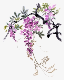 Vines Png Images - Chinese Painting Flowers Purple, Transparent Png, Transparent PNG