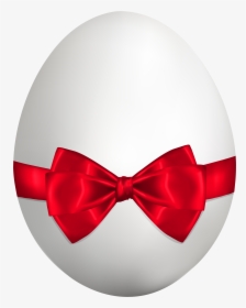 White Easter Egg With Red Bow Png Clip Art Image - Easter Egg Bow Tie, Transparent Png, Transparent PNG