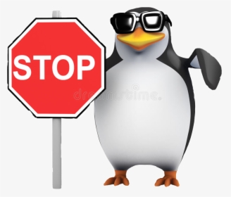 Stop Sign Meme Heres The Penguin Stop Sign Meme As - Penguin Stop Sign, HD Png Download, Transparent PNG
