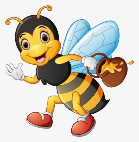 Clip Art Stock Cartoon Illustration Carrying Honey - Cartoon Honey Bee Png, Transparent Png, Transparent PNG