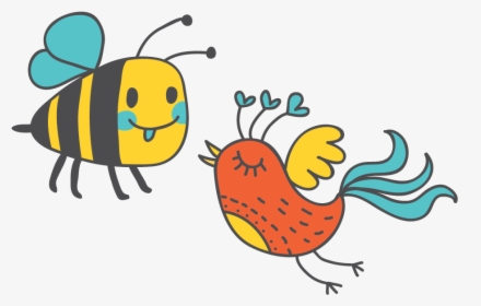Bees Bird Pencil And - Birds And Bees Clipart, HD Png Download, Transparent PNG