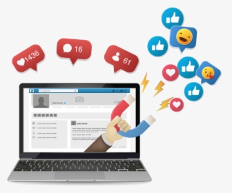 Social Media Advertising - Social Media Laptop Png, Transparent Png, Transparent PNG