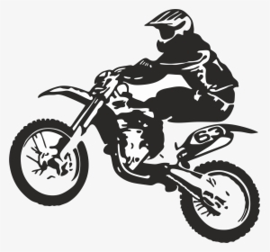 Clip Art Bicycle Motorcycle Dirt Bike Motocross - Dirt Bike Clipart Black And White, HD Png Download, Transparent PNG
