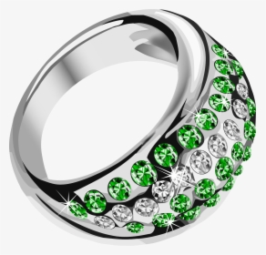 Silver Ring With Diamonds Png - Clipart Green Ring, Transparent Png, Transparent PNG