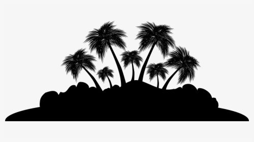 Clip Art Silhouette Beach - Transparent Background Palm Tree Island Silhouette, HD Png Download, Transparent PNG