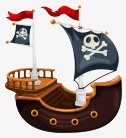 Transparent Pirate Ship Clipart - Clipart Cartoon Pirate Ship, HD Png Download, Transparent PNG