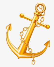 Golden Anchor - Gold Anchor Clipart, HD Png Download, Transparent PNG