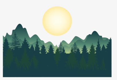 Night Deep Forest Mountains Vector Png Download - Mountain Forest Vector Png, Transparent Png, Transparent PNG