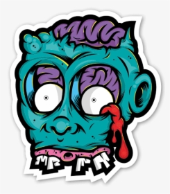 Drippy Zombie Sticker - Zombie Brain Cartoon Clipart, HD Png Download, Transparent PNG