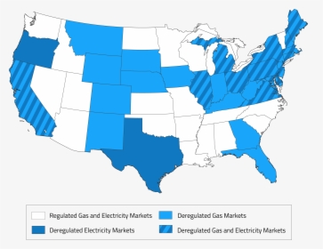Deregulated Energy States - Deregulated Electricity Markets Map, HD Png Download, Transparent PNG