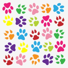 Colorful Paw Prints Pattern Background Clip Arts - Colorful Paw Prints Png, Transparent Png, Transparent PNG