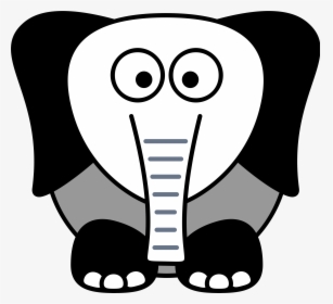 Grey Scale Elephant Clip Arts - Cartoon Elephant Facing Front, HD Png Download, Transparent PNG