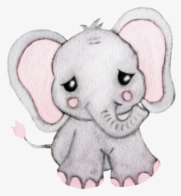 Hand Drawn Tired Baby Elephant Png Transparent - Cartoon, Png Download, Transparent PNG