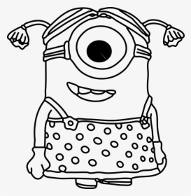Minion Big Eye Girl Coloring Page - Minions Girl Black And White, HD Png Download, Transparent PNG