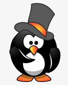 Top Hat Clipart Small - Penguin With Hat Cartoon, HD Png Download, Transparent PNG