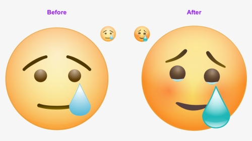 A Before And After Comparison Of The Happy-crying Emoji - Smiley, HD Png Download, Transparent PNG